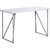 48" Computer Desk in White & Silver Metal